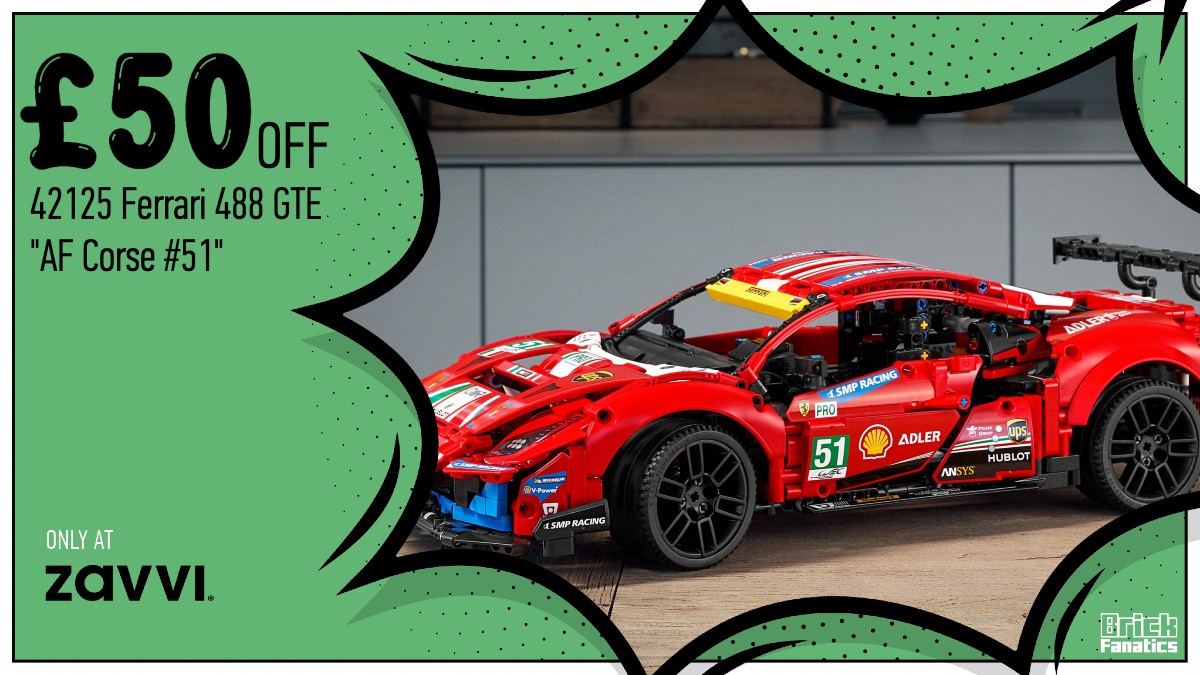 Drive over to Zavvi for 29% off LEGO Technic 42125 Ferrari 488 GTE "AF Corse #51"