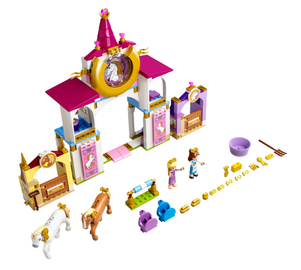 LEGO Disney 43195 Belle and Rapunzels Royal Stables contents